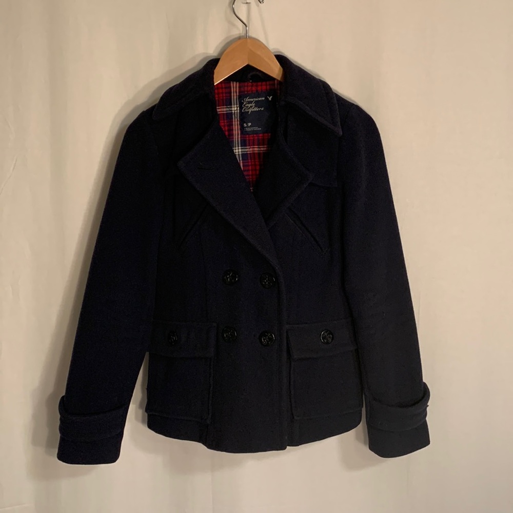 American Eagle Navy pea coat womens S